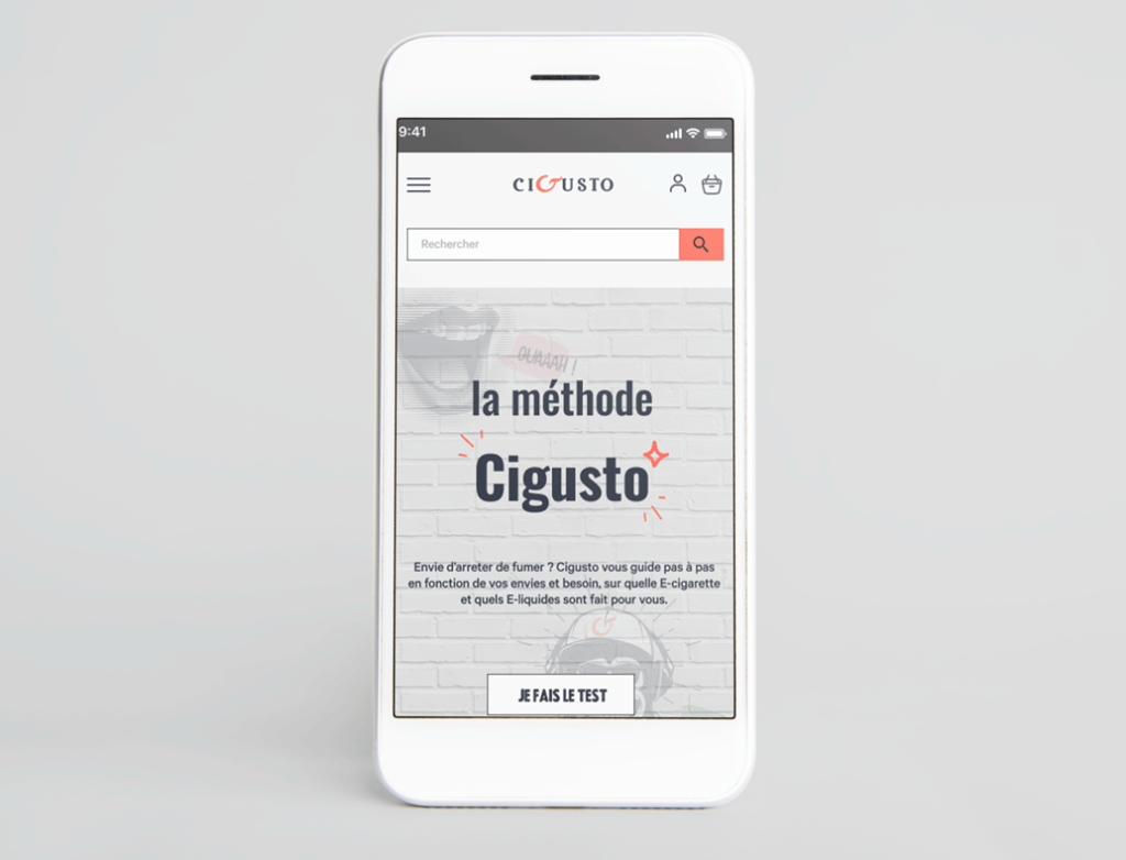 mockup téléphone Cigusto accueil